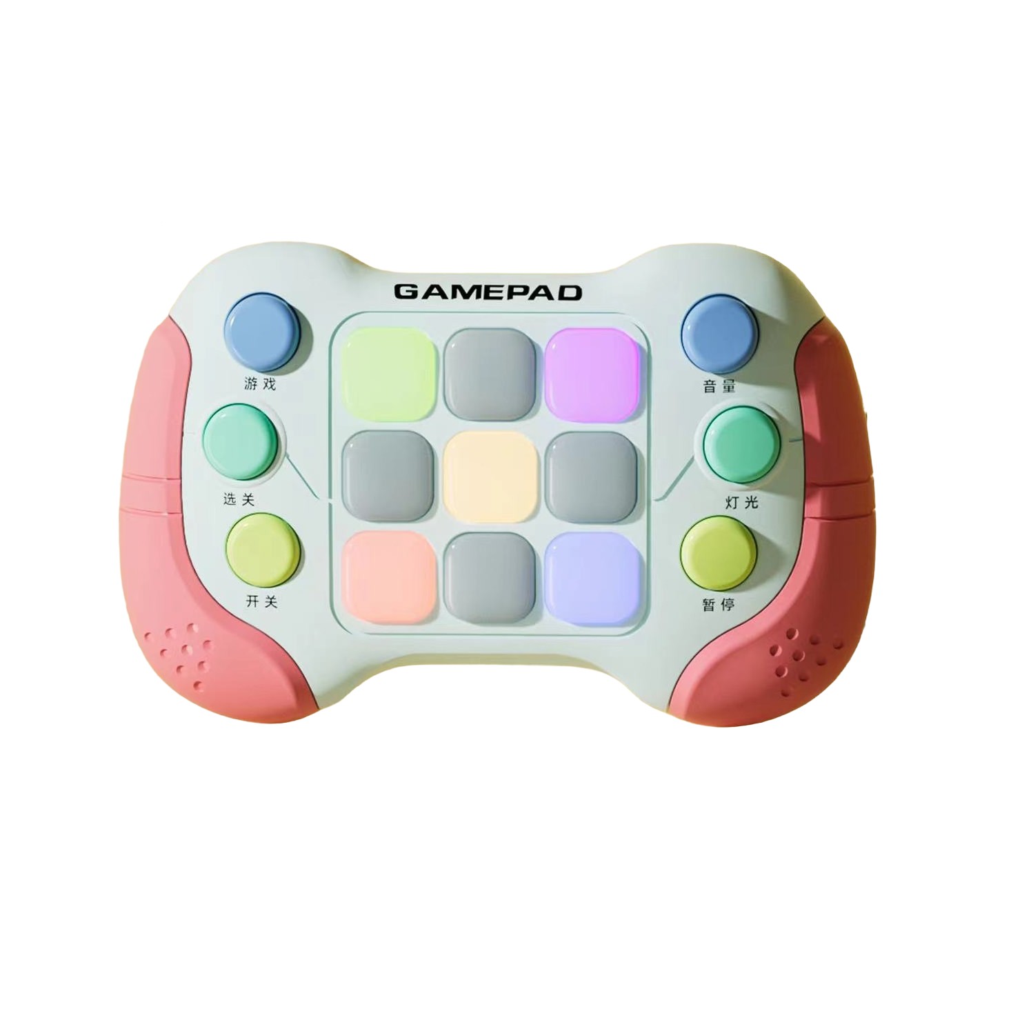 Console - Jucarie Interactiva , Tip Consola Pop It, 6 butoane functionale, 5 Moduri de Joc, 600 Niveluri, + 3 ani, Rosu/Gri