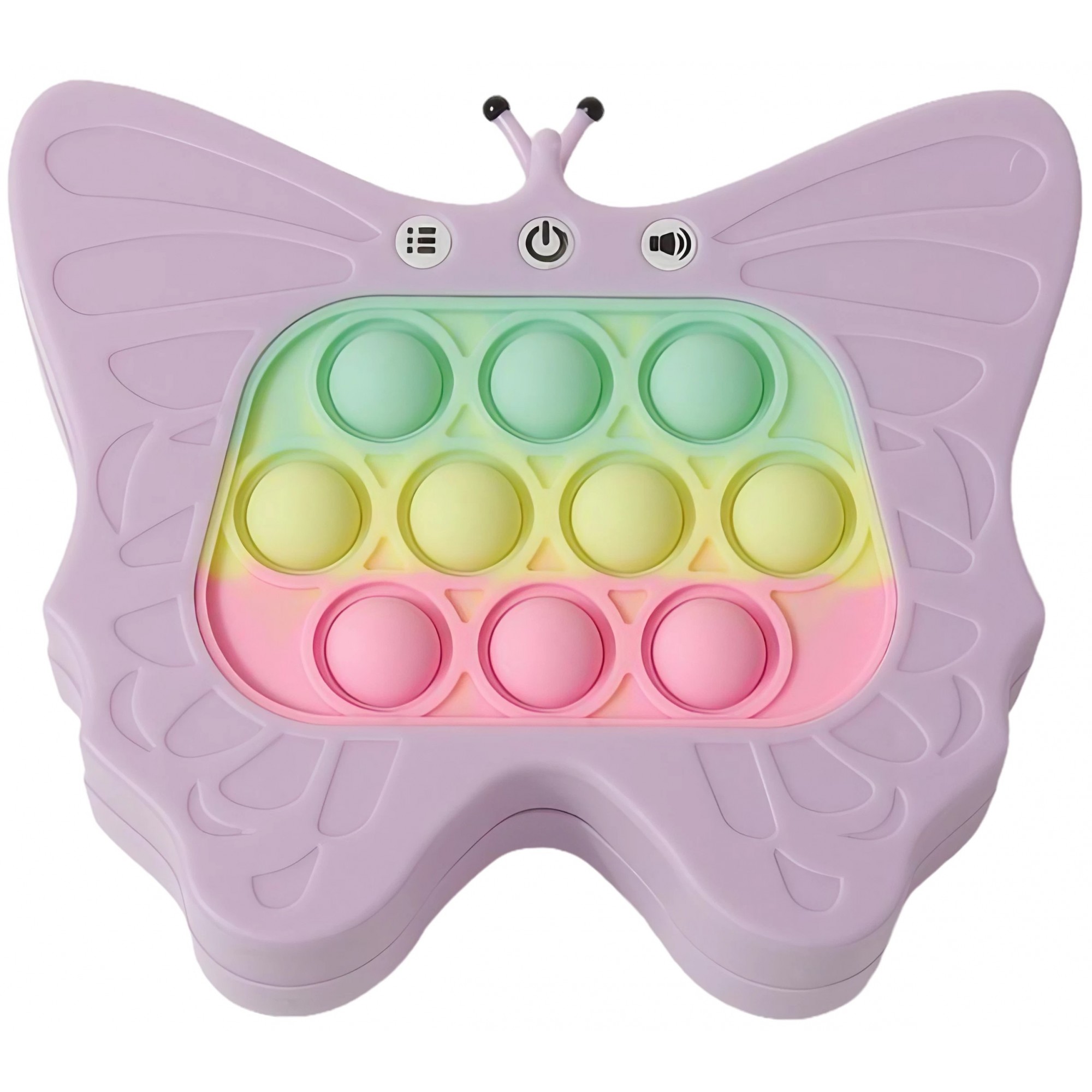 Console - Jucarie Interactiva Tip Consola pentru Copii, , Diferite Moduri de Joc, 120 Nivele, Material ABS/silicon, Sunete si Lumini, 12 x 5.5 x 13.5 cm, Model Fluture, Mov