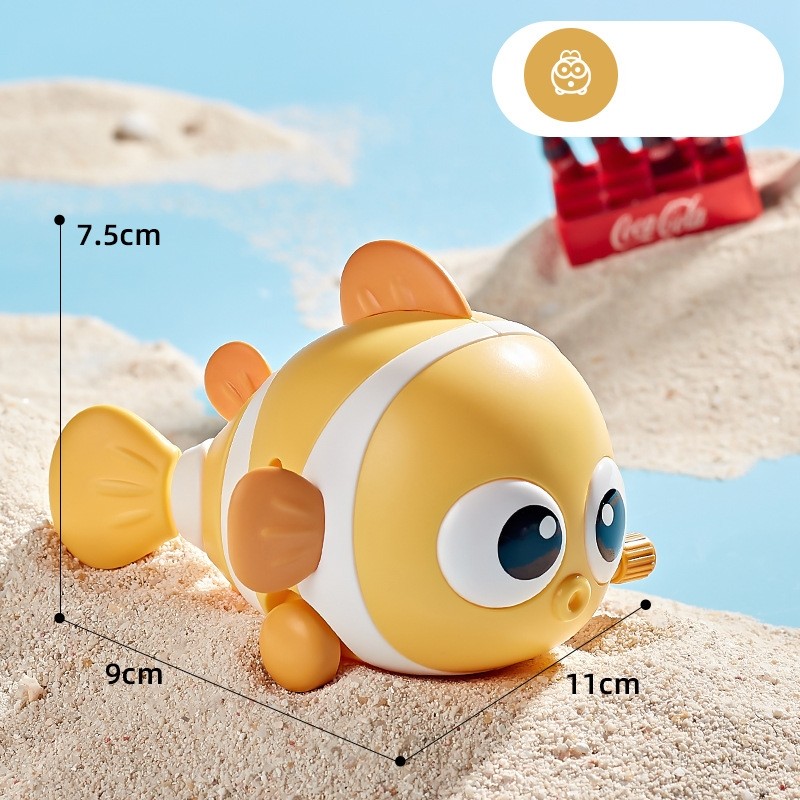 Jucarie mecanica pentru copii , pestisor haios, cu cheita, distractiv, se taraste, se misca, 11 x 9 x 7.5 cm cm, galben [4]