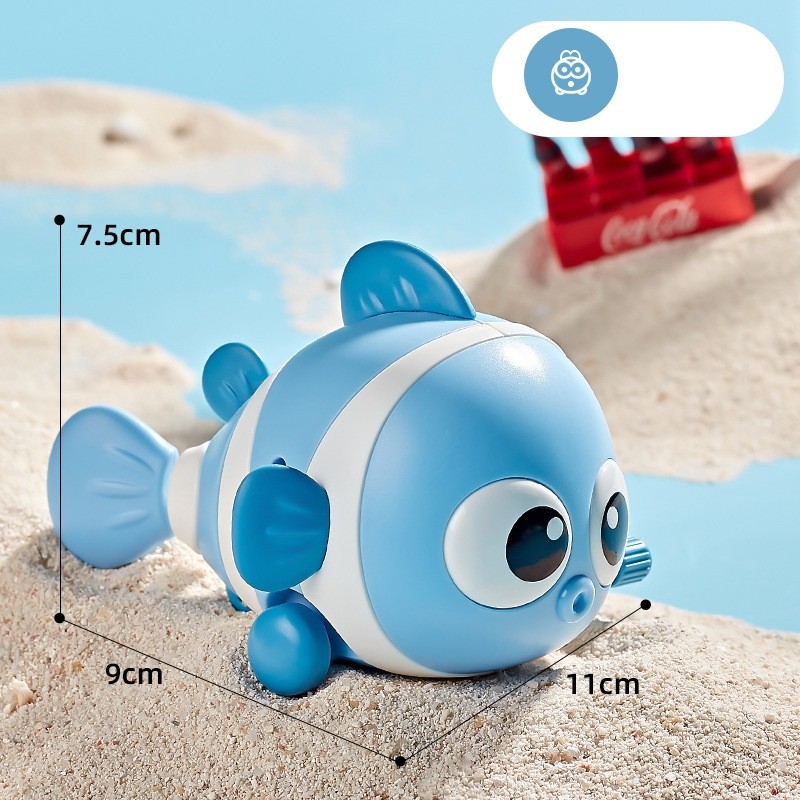 Jucarie mecanica pentru copii , pestisor haios, cu cheita, distractiv, se taraste, se misca, 11 x 9 x 7.5 cm cm, albastru [5]