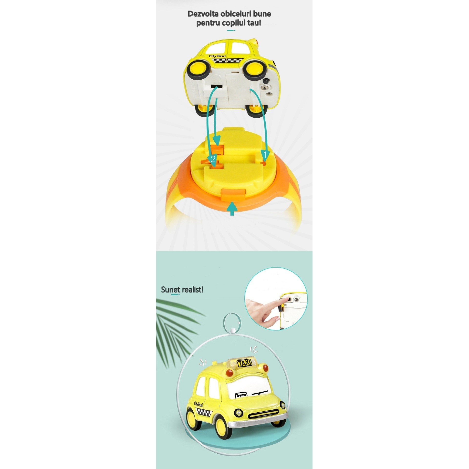 Jucarie pentru copii, , Masina-ceas, Galben [4]