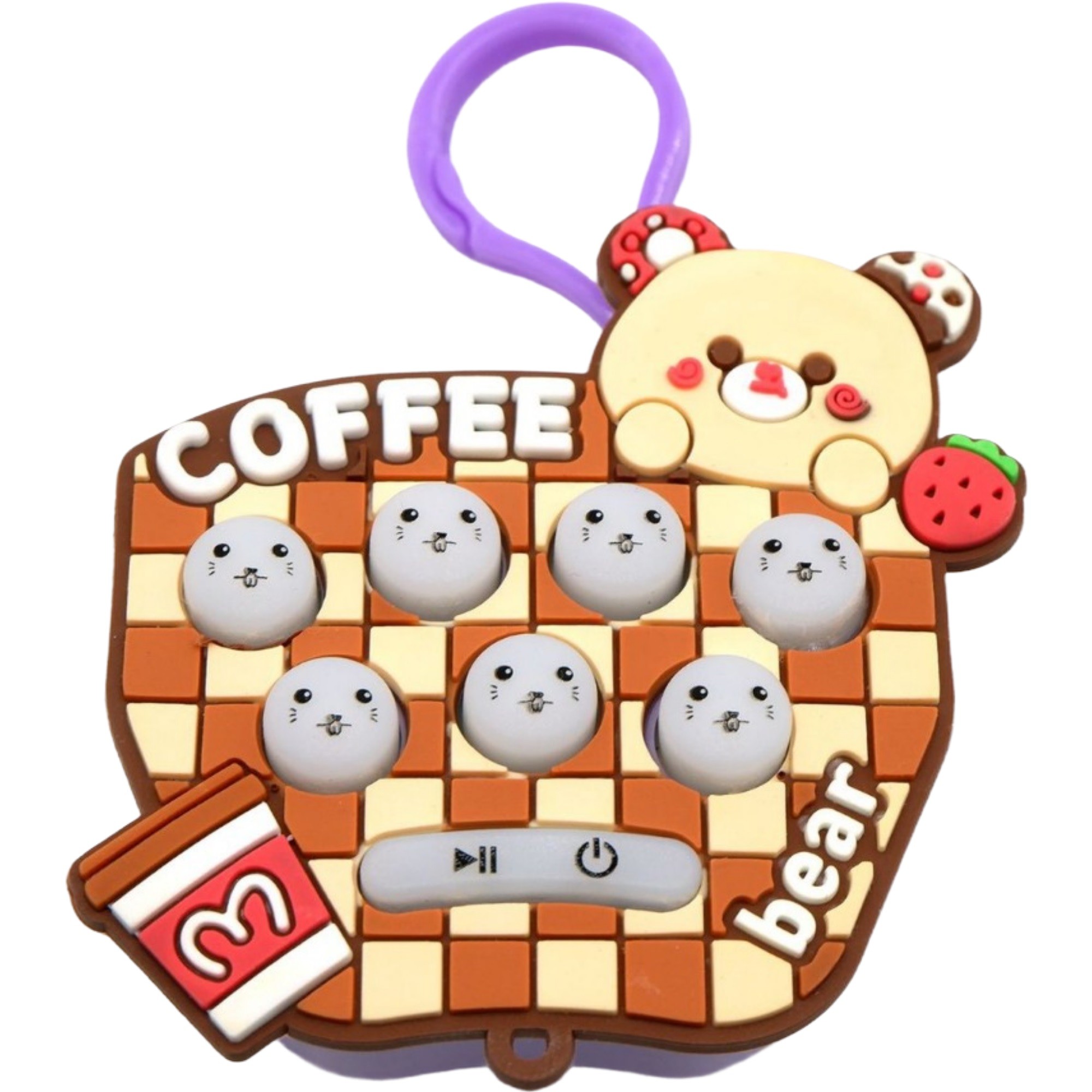 Jucarii Senzoriale, Fidget Toys - Jucarie pentru copii portabila , joc Gopher, cu lumini si muzica, tip breloc, model ursulet, material silicon si ABS, maro