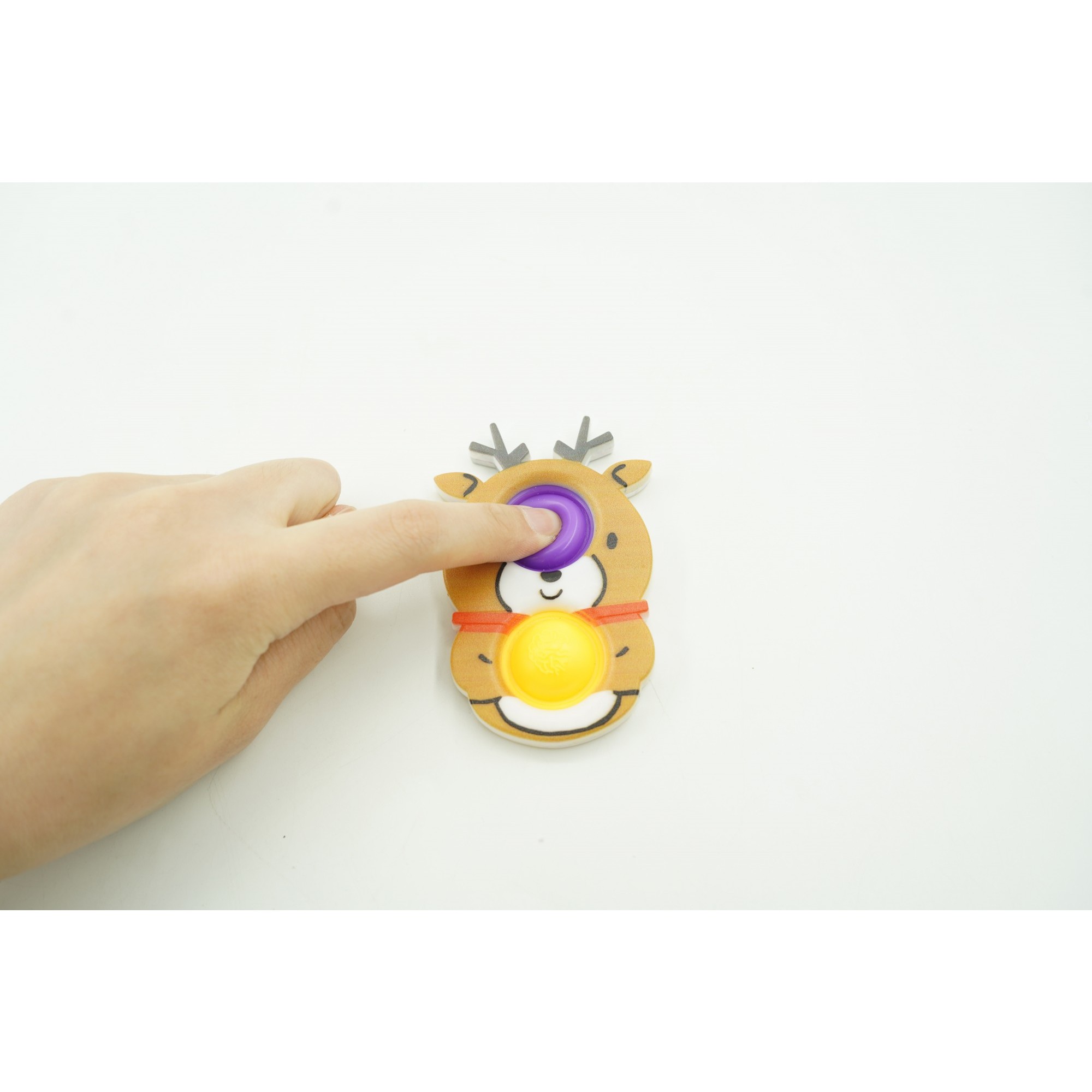 Jucarie senzoriala antistres, Simple Dimple, Breloc cu 2 bulinute, Ren, Multicolor [2]