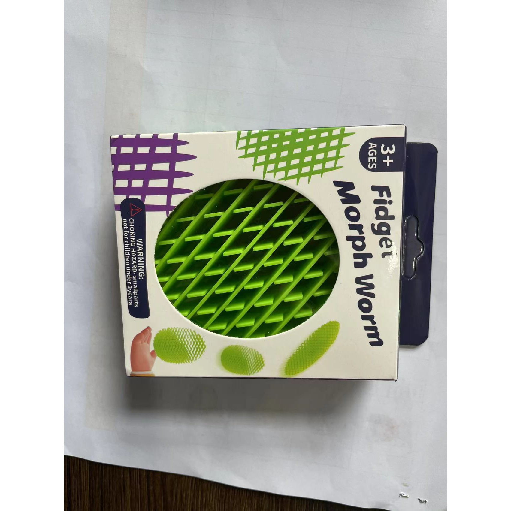 Jucarie Worm Fidget de Decompresie, , Anti Stres, Dimensiune Compacta 6 cm, Dimensiune Extinsa 15.5 cm, Verde [3]