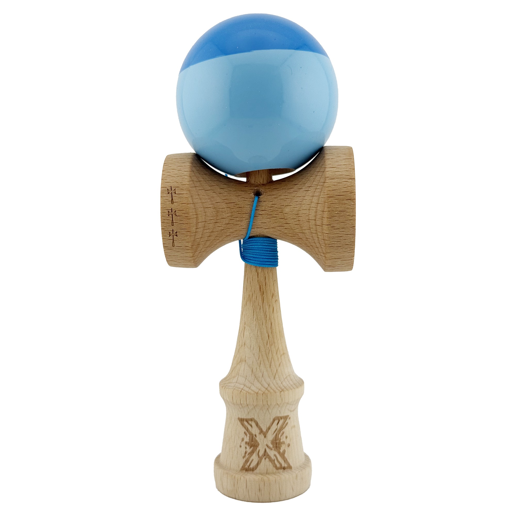 ✨TOATE PRODUSELE✨ - Kendama X Originala, Profesionala, , Big Cups V2, Super Sticky cu Cupe Mari, Rulment Metalic, din lemn 18 cm, Ata 55 cm, Albastru/Bleu