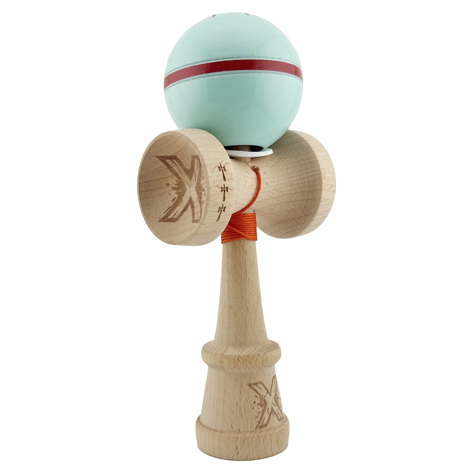 ✨TOATE PRODUSELE✨ - Kendama X Originala Silken, Profesionala, , Cupe Mari KING SIZE V3, Super Sticky, Gaura in Baza, Rulment Metalic, din lemn 18 cm, Ata 55 cm, Verde Mint