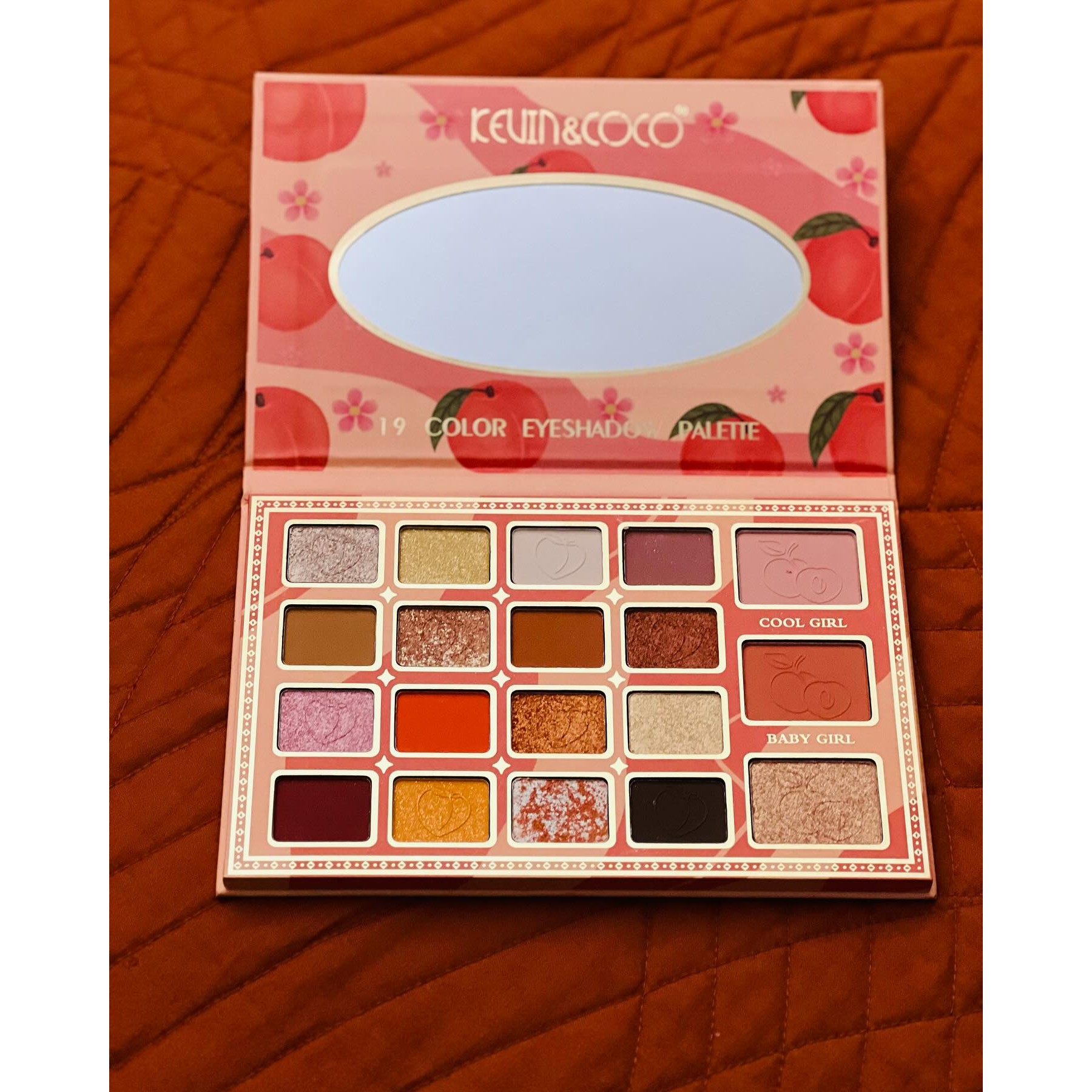 Palete de Machiaj, KEVIN & COCO, Peach, Fard de Pleoape, 19 culori, 19x13x1.5 cm [3]