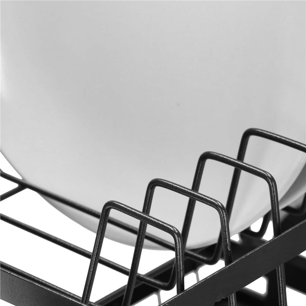 Suport vase 2 niveluri cu tava scurgere si suport tacamuri, 42x30x31,5 cm, negru [11]