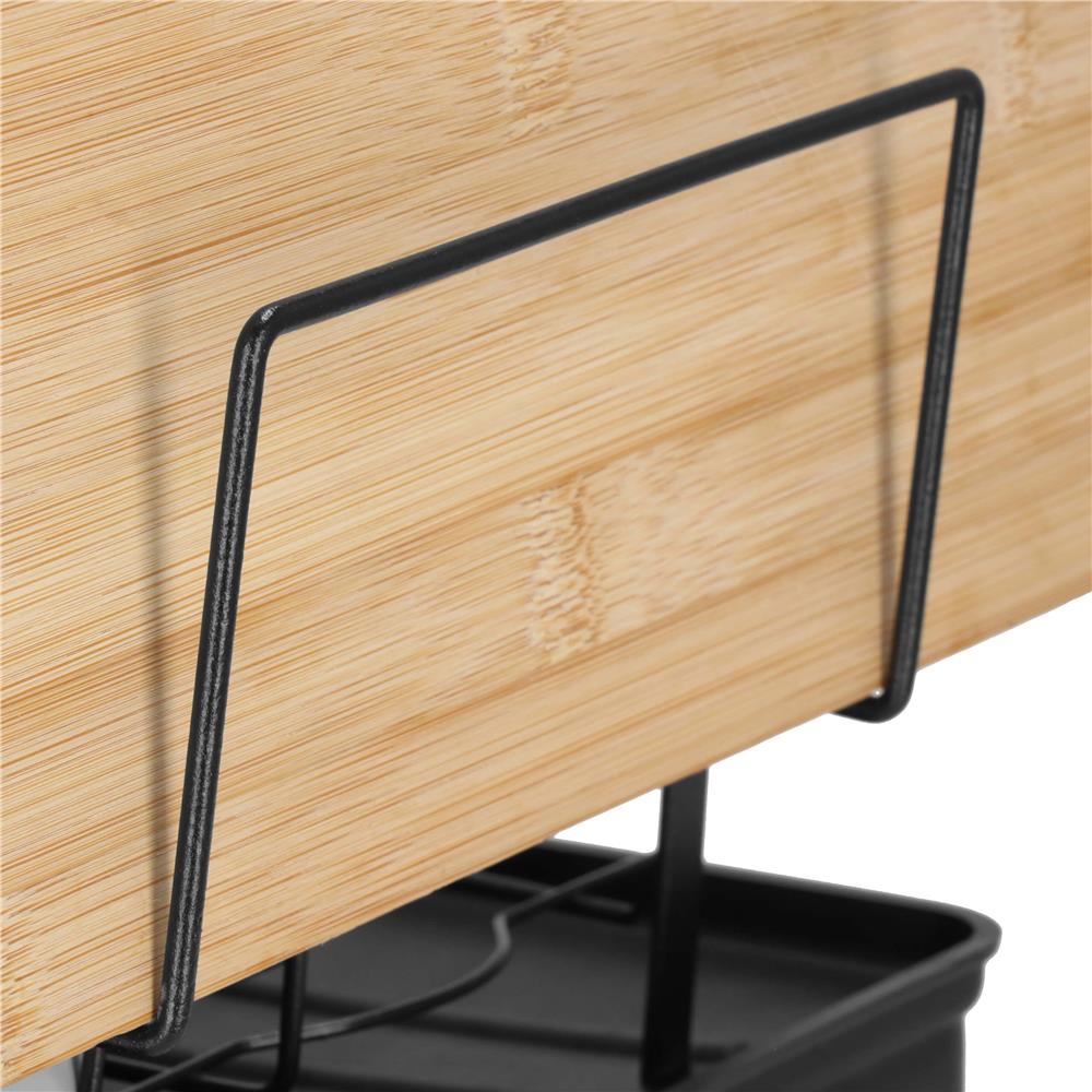 Suport vase 2 niveluri cu tava scurgere si suport tacamuri, 42x30x31,5 cm, negru [12]