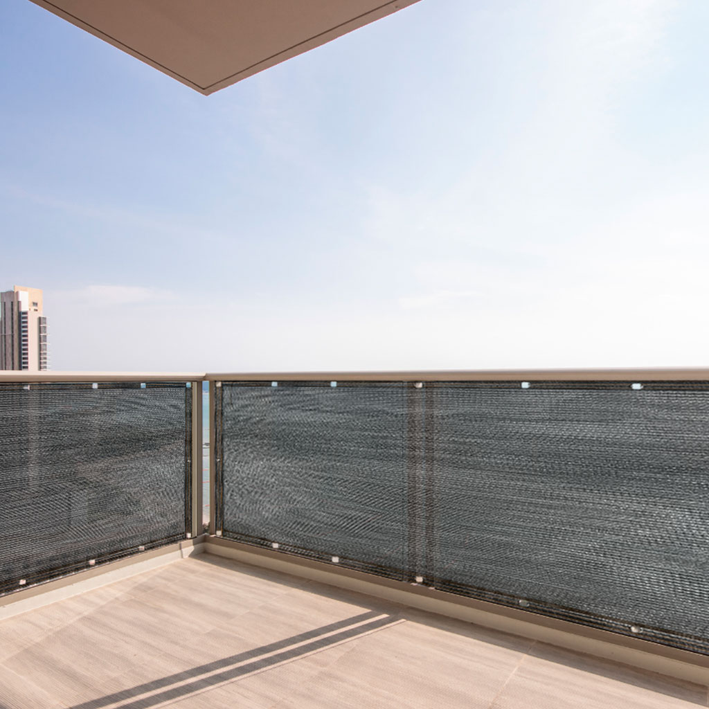 Protectie balcon din plasa PVC, cu inele metalice pentru prindere, 105x700 cm, negru [5]