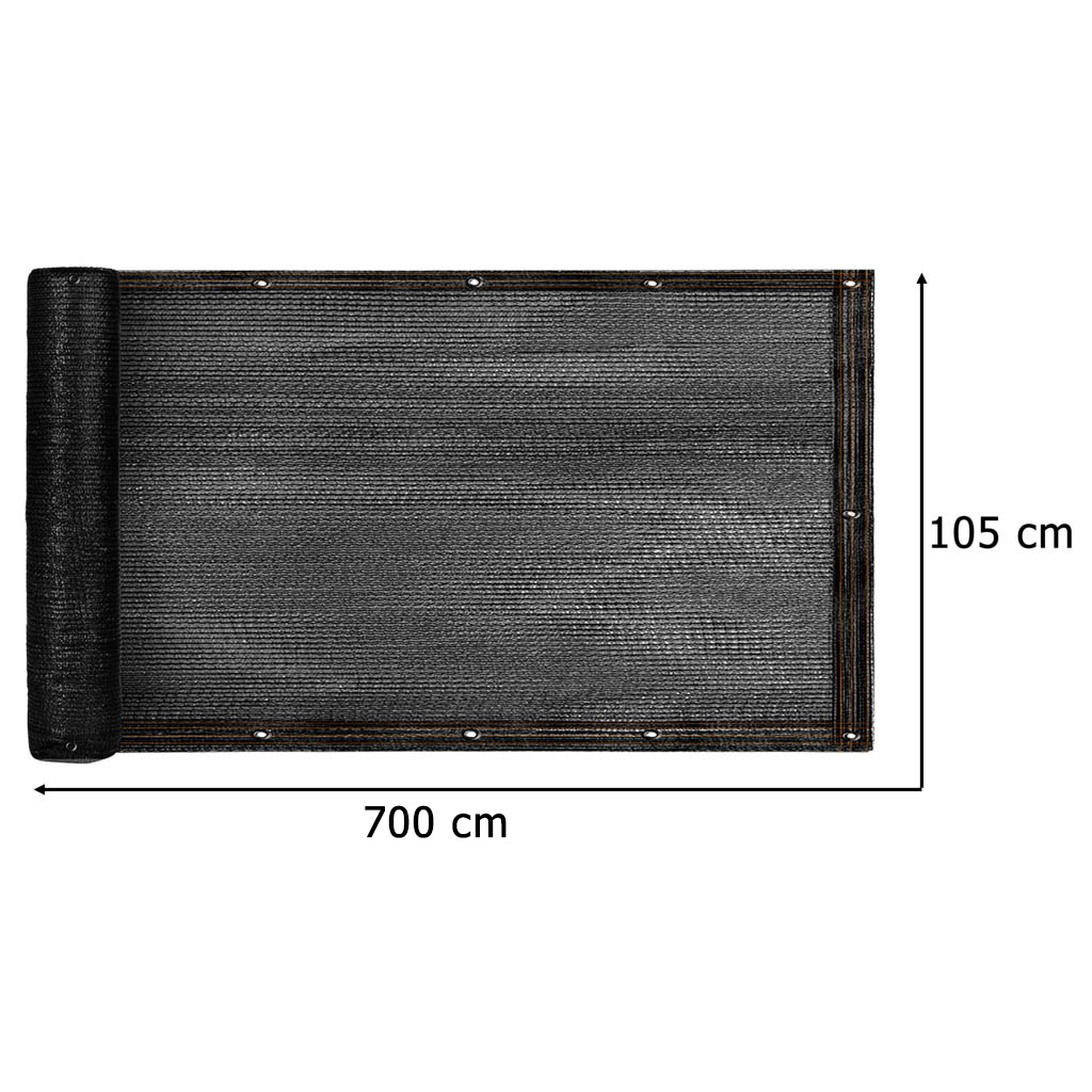 Protectie balcon din plasa PVC, cu inele metalice pentru prindere, 105x700 cm, negru [6]