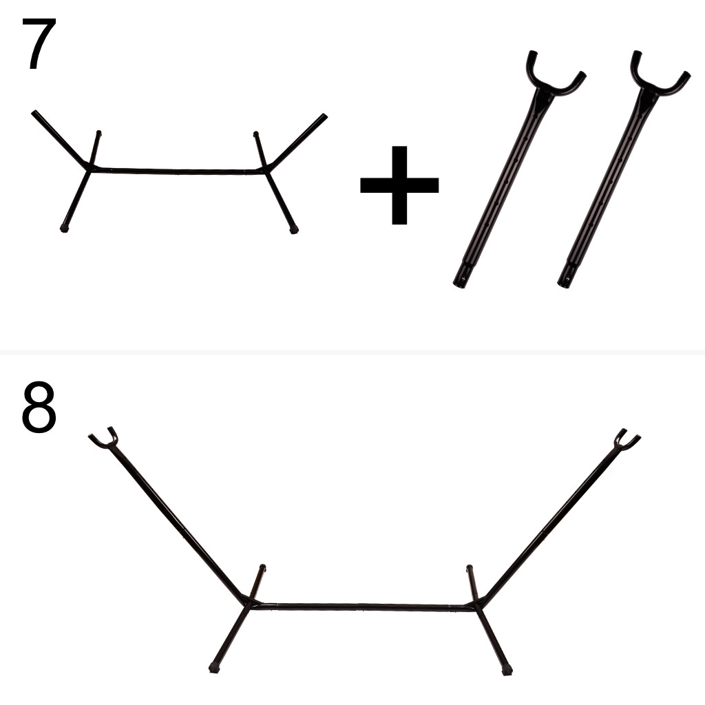 Hamac cu suport metalic, material textil 210x153 cm, cadru 247x133x104 cm, negru si gri [4]