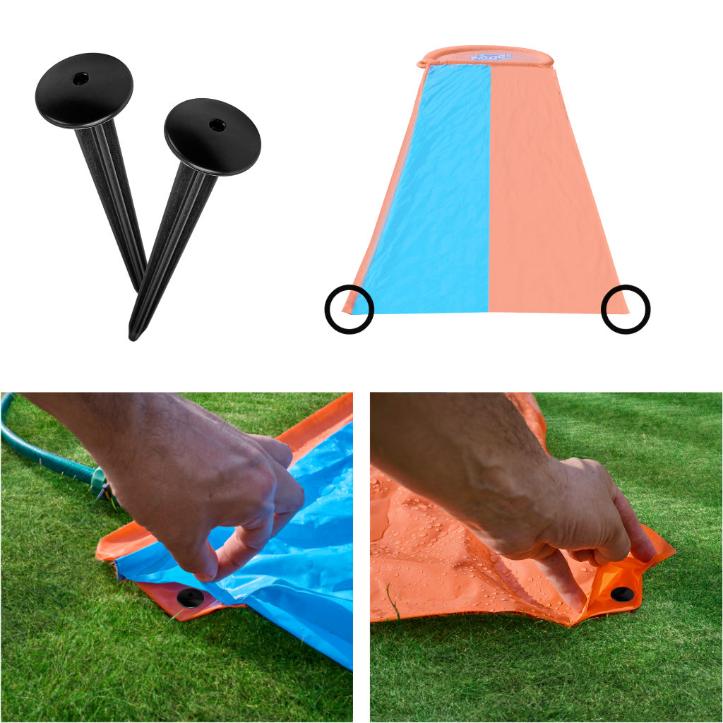 Tobogan cu apa dublu, 488 cm – conectare la furtun, distractie pentru 2 copii [5]