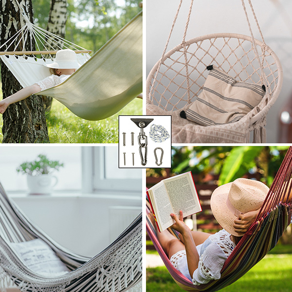 Set de montaj pentru hamac sau leagan – suport tavan, sfoara 196 cm, rotire 360°, 300 kg [2]