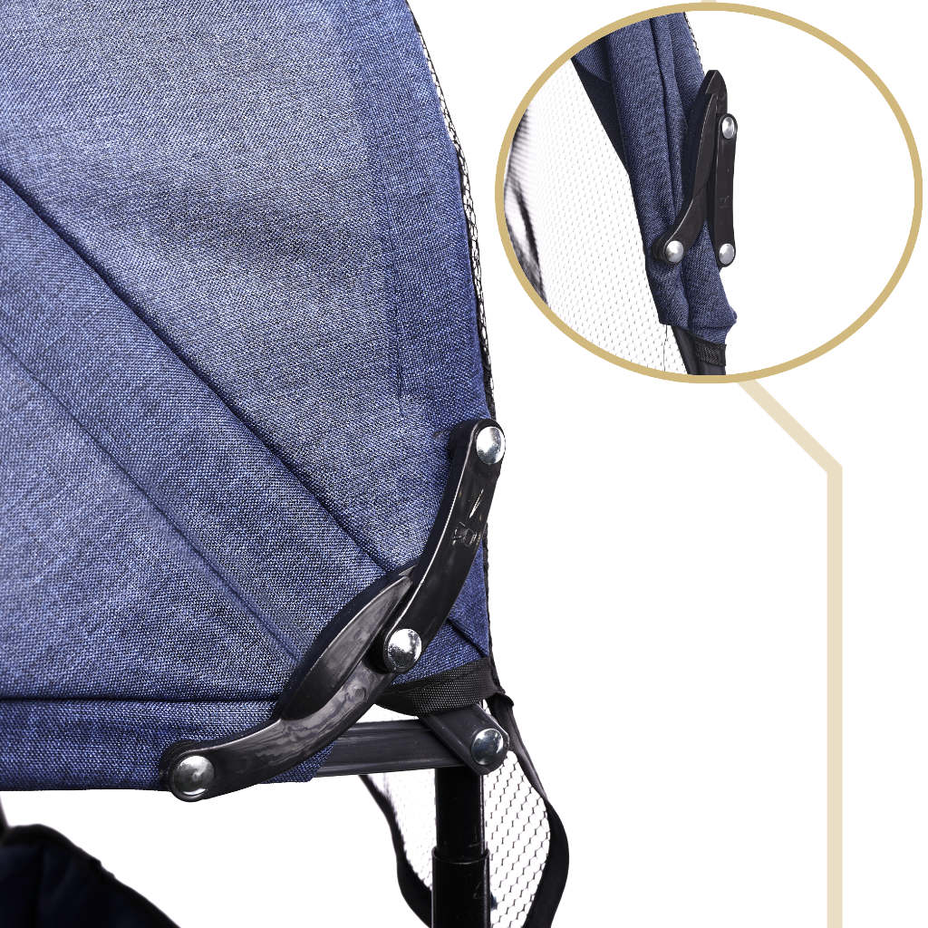 Tricicleta 3in1 105x52x94 cm, cu sezut rotativ 360°, roti fara aer, copertina reglabila, bleumarin [15]