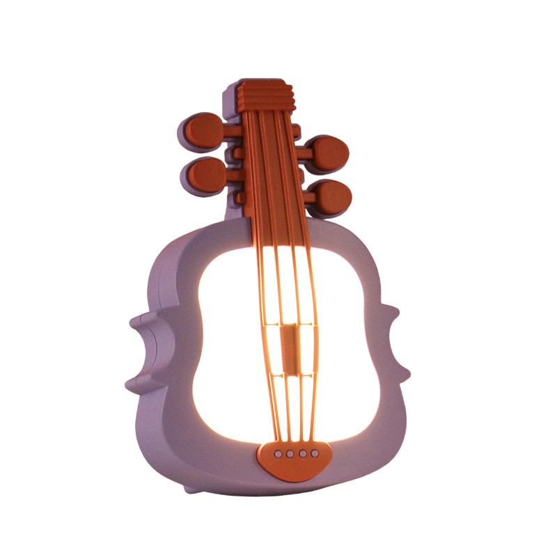 ✨TOATE PRODUSELE✨ - Lampa de Veghe, , cu Protectie pentru Ochi, Model Violina, Lumina Calda, Incarcare USB, ABS, 14.3x5x9.9 cm, Mov/ Portocaliu