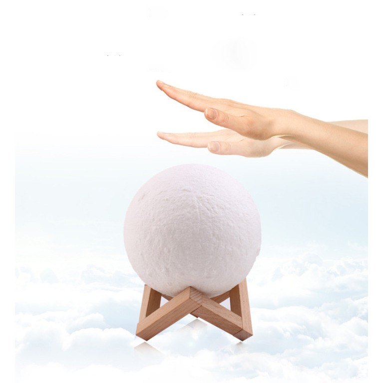 Lampa de veghe luna 3D Moon Light, lumina multicolora LED, 7 culori, schimbare culoare prin atingere, alimentare baterii, fara acumulator, stand din plastic inclus, 12 cm,  [4]