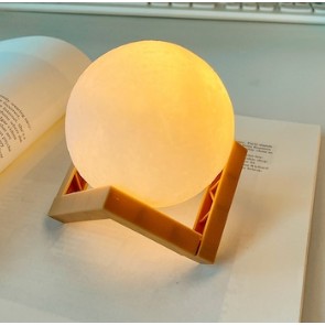 Lampa de veghe in forma de luna 3D Moon Light Alb Cald, alimentare baterii, stand plastic inclus, 8 cm,  [2]