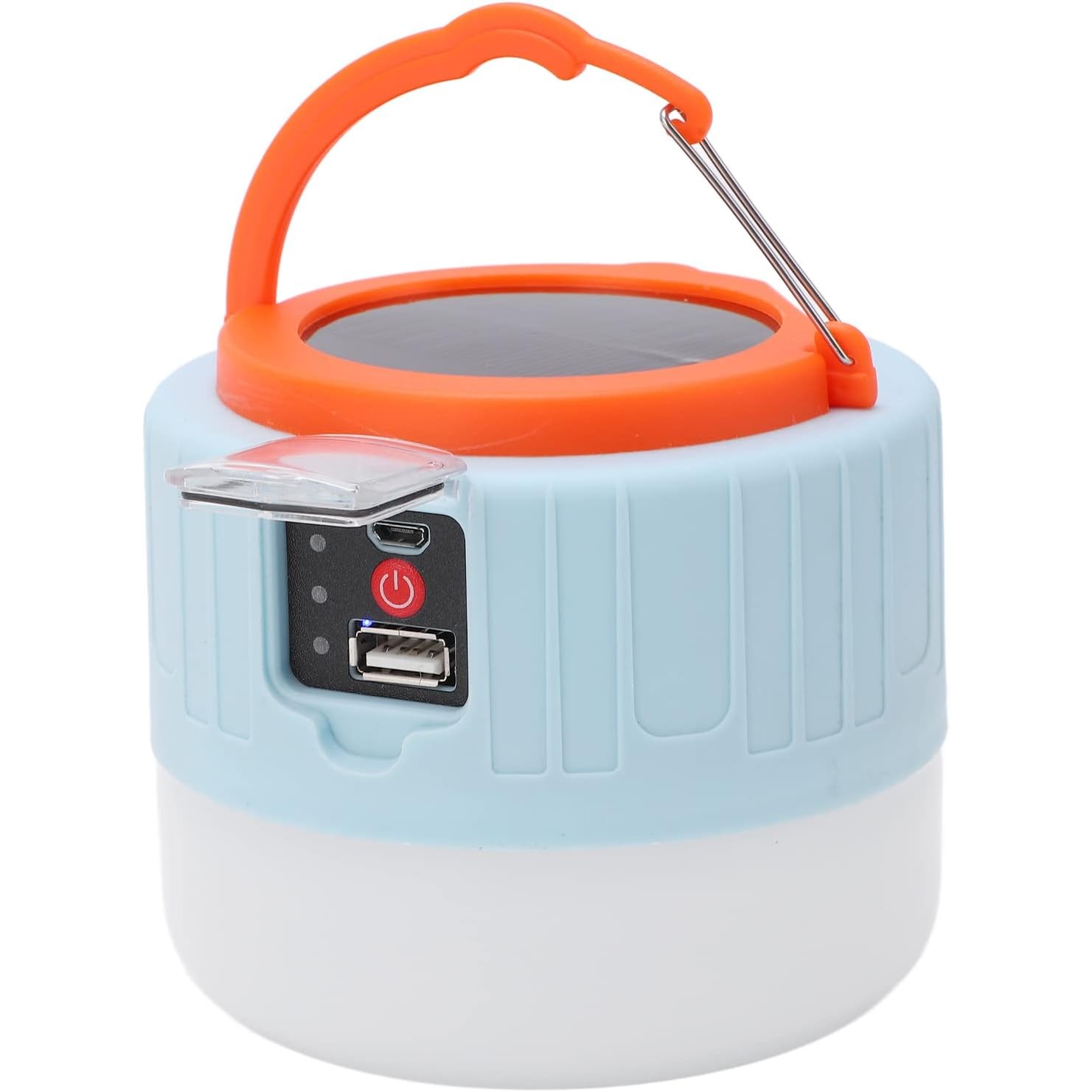 ✨TOATE PRODUSELE✨ - Lampa Portabila, , Incarcare Solara + USB, Afisaj Inteligent al Bateriei, Raza de Actiune 32 mp, 6x9x11 cm, 3 Moduri, Alb