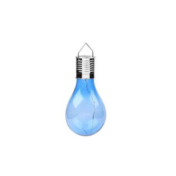Lampi solare - Lampa Solara LED Decorativa sub forma de Bulb, pentru exterior, suspendata, IP65, Ultron Albastru, 