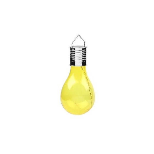 Lampi solare - Lampa Solara LED Decorativa sub forma de Bulb, pentru exterior, suspendata, IP65, Ultron Galben, 