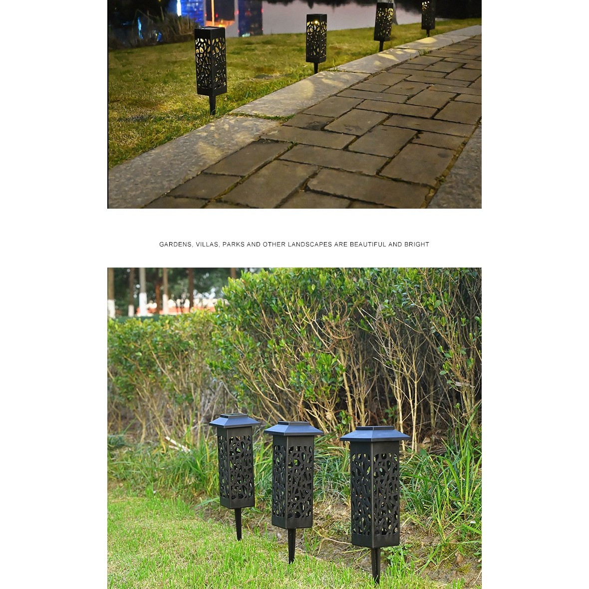 Lampa solara LED , tip felinar cu acoperis, pentru gradina, inaltime 30.2 cm, putere 0.2W, 1.2V, 600mAh, alb rece [4]