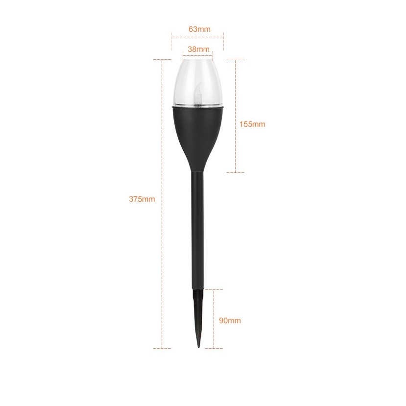 Lampa solara LED tip pahar de vin pentru gradina , inaltime 37.5 cm, efect de flacara, material PVC si ABS, 2V, 200mAh, alb rece [2]