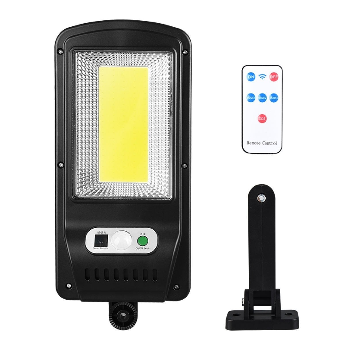 ✨TOATE PRODUSELE✨ - Lampa Solara De Exterior LED , 36 cm x 11.5 cm, 2400Lumeni 100 COB LED 20 W - echivalent 160 W bec incadescent, IP65, Senzor de Miscare, Senzor de Lumina, 1 Grila, Alb Rece