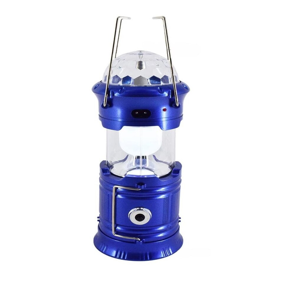 ✨TOATE PRODUSELE✨ - Lanternă pliabilă de camping Magic cool cu ​​lampă disc și USB , Lanterna, Felinar, Acumulator 1200 mAh, reincarcabila, 6 LED + 1 W + 3C culori, Albastru
