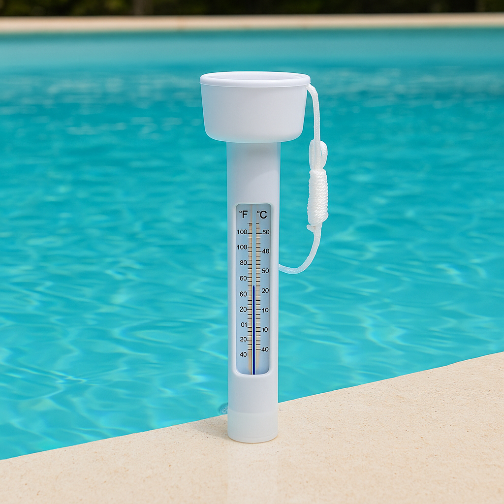 Termometru plutitor pentru piscina, cu snur de prindere si scala dubla, 18,5 cm, alb [3]