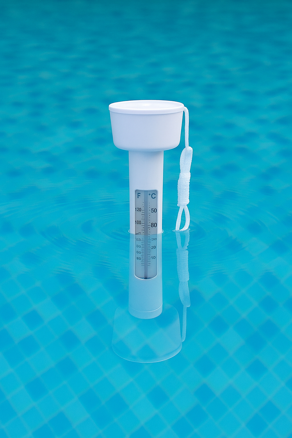Termometru plutitor pentru piscina, cu snur de prindere si scala dubla, 18,5 cm, alb [4]