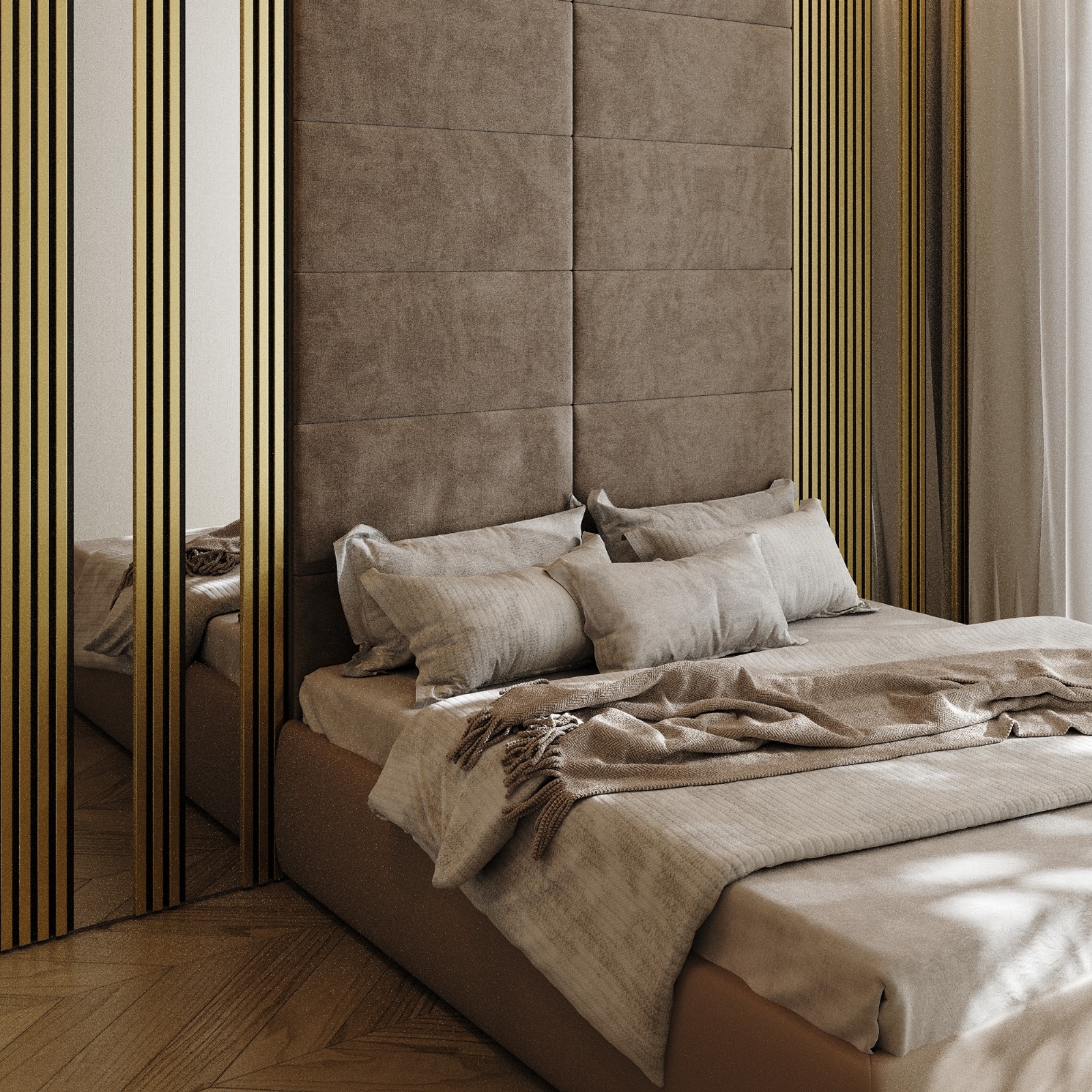 Riflaj MDF decorativ LDA PREMIUM de tip Panou Acustic, Auriu, 260x40 cm [2]