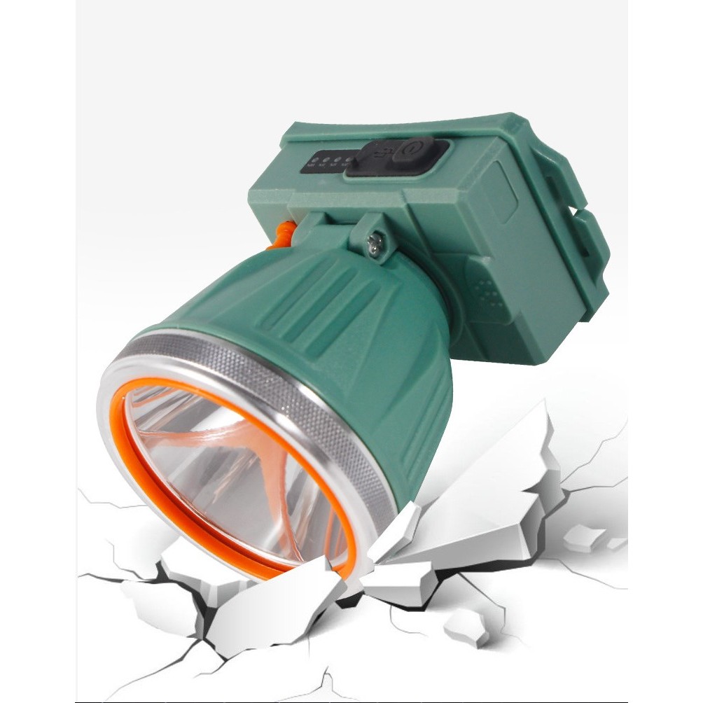 Lanterna LED de Montat pe Cap, , cu Raza Lunga de Zoom, Reincarcabila USB, Far Telescopic, Rezistent la Apa, Reglabil, pentru Pescuit in Aer Liber, Camping, Lumina Puternica, Lanterna, 10.5x8x6.5 cm, Verde Inchis [6]