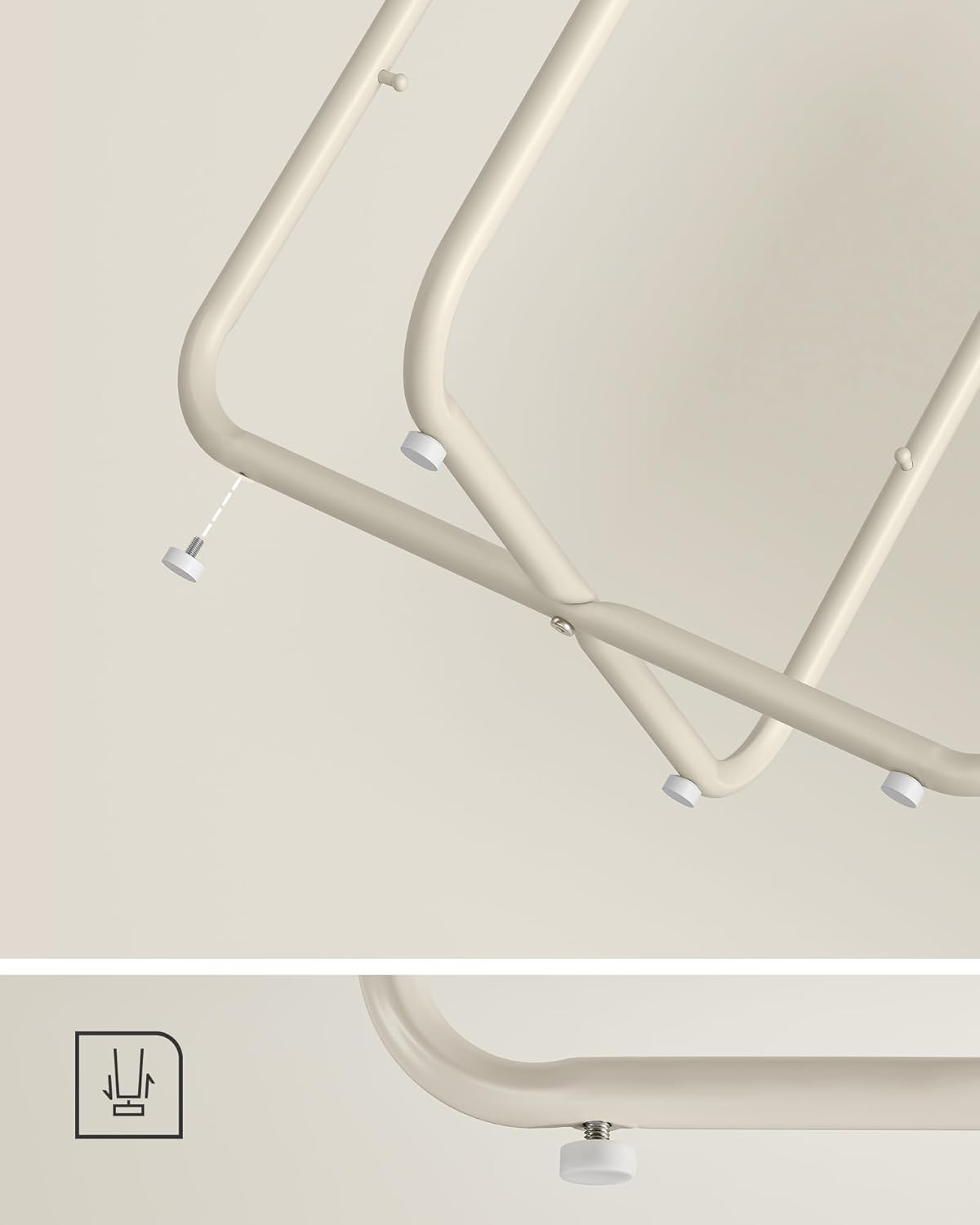 VASAGLE Masuta de cafea rotunda cu cos de stofa, stil modern, 45x50cm, bej [2]