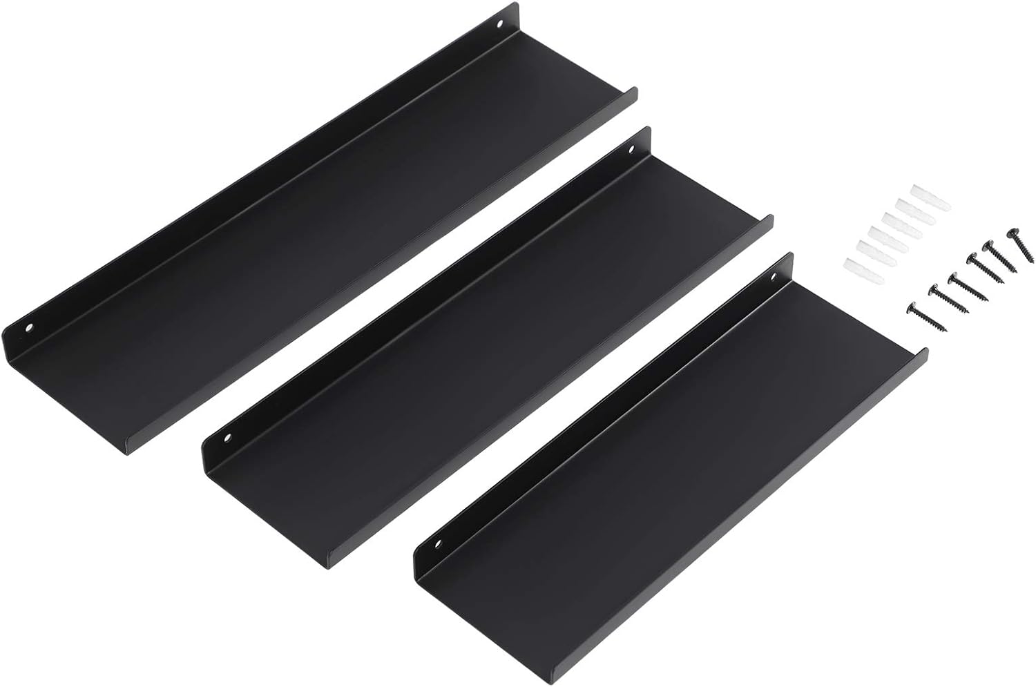 SONGMICS Set 3 rafturi perete metalice, montaj suspendat, stil industrial, 40x10x2,5 cm, negru [2]
