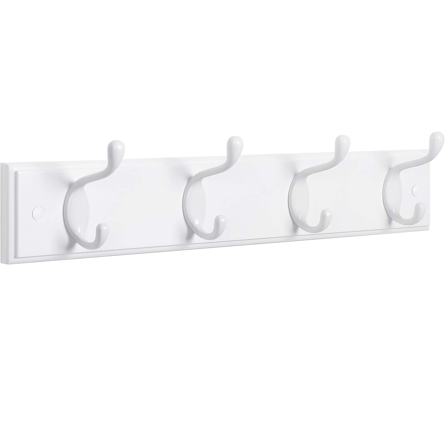 Cuiere - SONGMICS Cuier perete cu 4 carlige duble metalice, MDF, montaj pe perete, 40x8 cm, alb