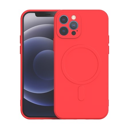 ✨TOATE PRODUSELE✨ - Husa protectie compatibila cu iPhone 14 Pro, Liquid MagSafe, ring-shaped, magnetica, Rosu