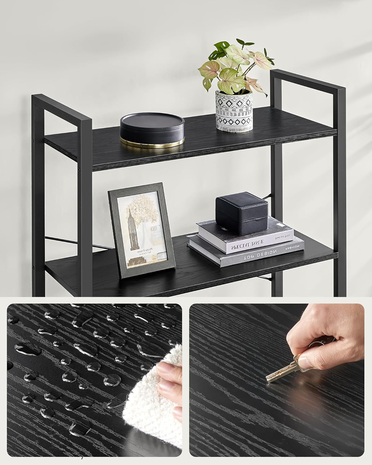 VASAGLE Biblioteca 6 rafturi, cadru metalic si polite PAL, stil industrial, 80x30x186 cm, negru [3]