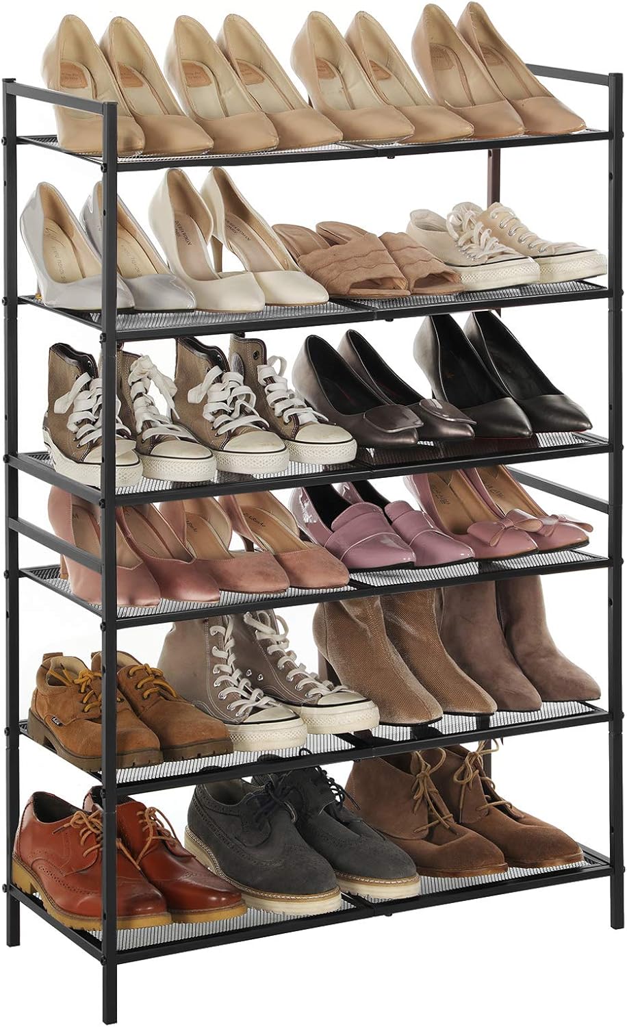 SONGMICS Etajera pantofi 3 niveluri, metalica, suprapozabila, 68x30x53 cm, negru [4]