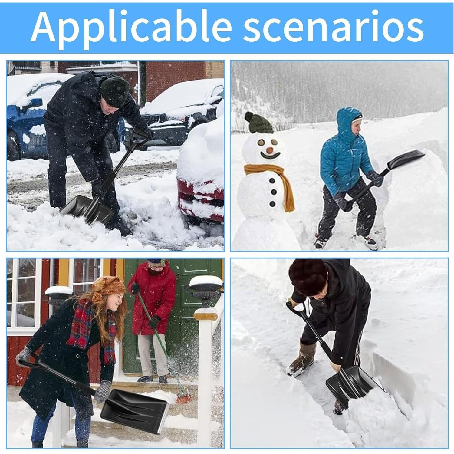 Lopata de Zapada, , Multifunctionala, Demontabila, cu Maner Antiderapant, Aluminiu, Plastic, Solutia pentru Iarna, pentru Deszapezire, 80x11x25.7 cm, Neagra [6]