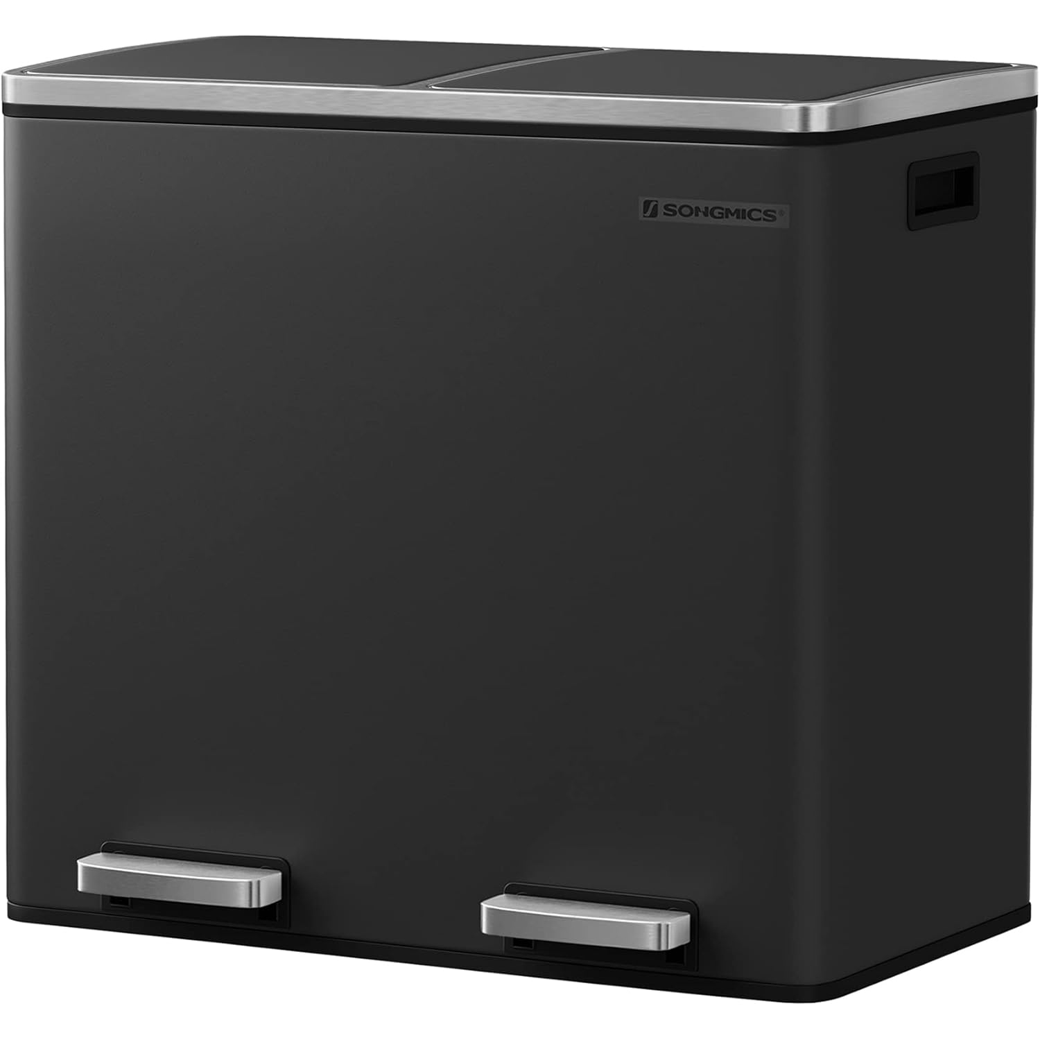 BUCATARIE - SONGMICS Cos de gunoi din inox cu 2 compartimente colectare selectiva, cu galeti interioare, 2x24 litri, negru