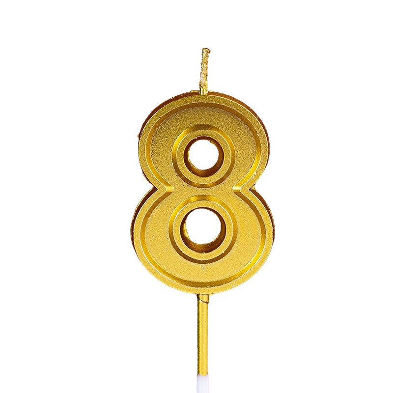 ✨TOATE PRODUSELE✨ - Lumanare pentru Tort Cifra 8, , 4.8 cm, Aniversare, Aurie