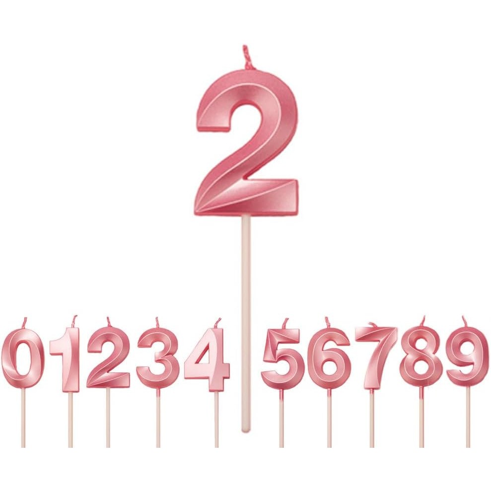 ✨TOATE PRODUSELE✨ - Lumanare Cifra 2, , Model Diamond, 5 x 3.4 cm, Roz
