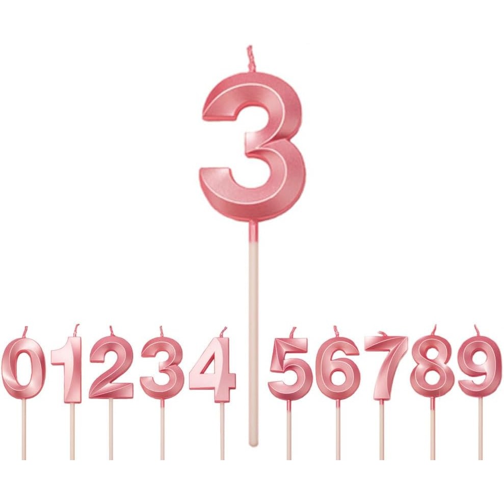 ✨TOATE PRODUSELE✨ - Lumanare Cifra 3, , Model Diamond, 5 x 3.4 cm, Roz