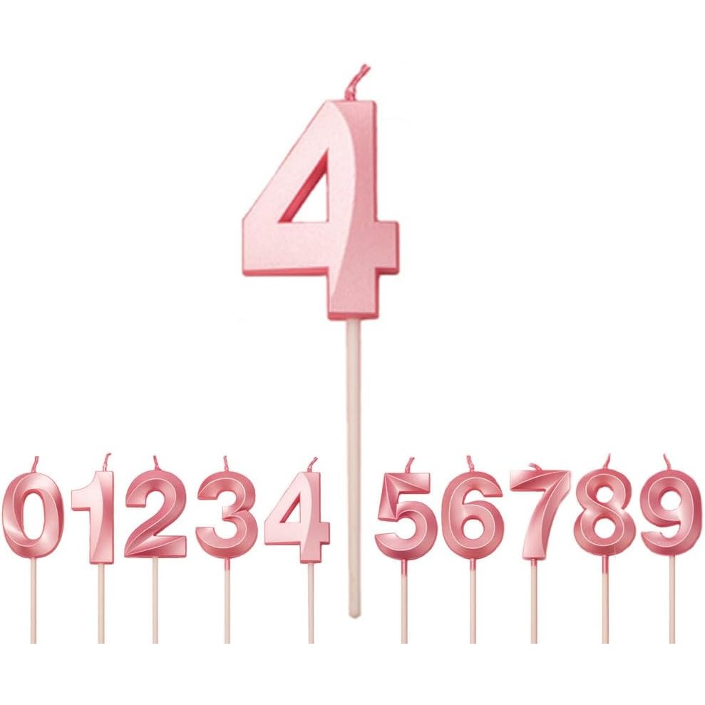 ✨TOATE PRODUSELE✨ - Lumanare Cifra 4, , Model Diamond, 5 x 3.4 cm, Roz