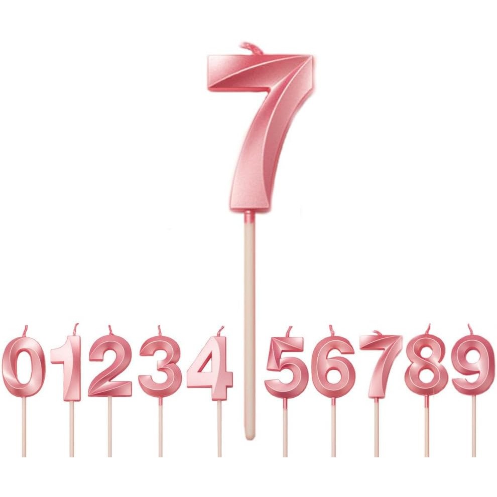 ✨TOATE PRODUSELE✨ - Lumanare Cifra 7, , Model Diamond, 5 x 3.4 cm, Roz