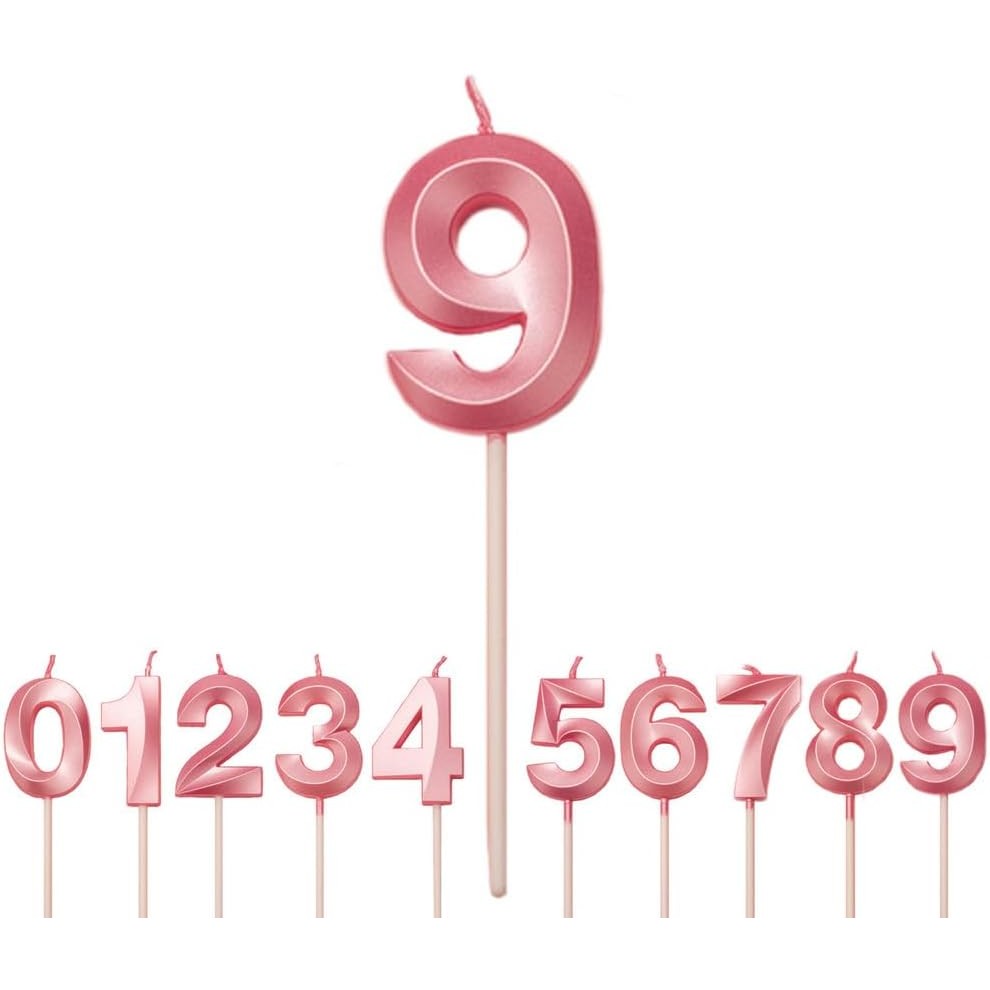 ✨TOATE PRODUSELE✨ - Lumanare Cifra 9, , Model Diamond, 5 x 3.4 cm, Roz