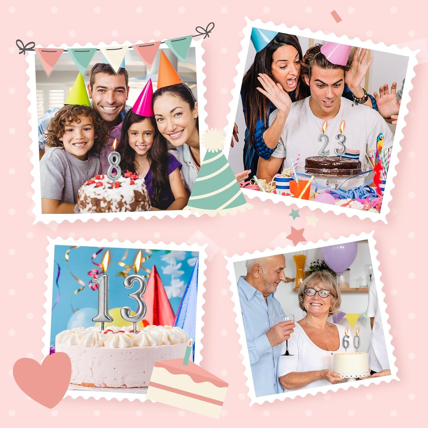 Lumanare de Tort, , Model Cifra 2, Party, 4.5 x 2.5 cm, din Parafina, Argintiu [3]