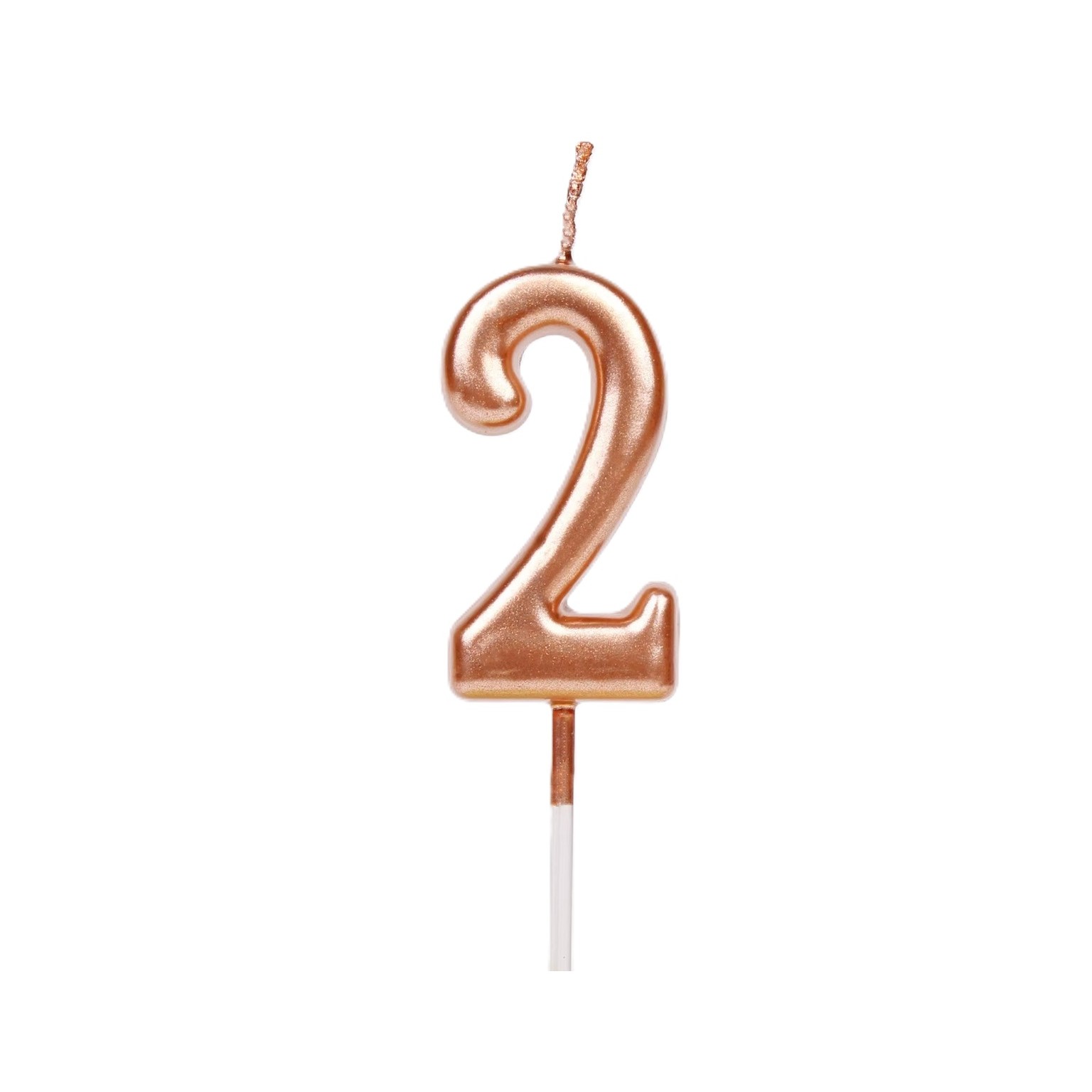 ✨TOATE PRODUSELE✨ - Lumanare de Tort, , Model Cifra 2, Party, 4.5 x 2.5 cm, din Parafina, Rose Gold