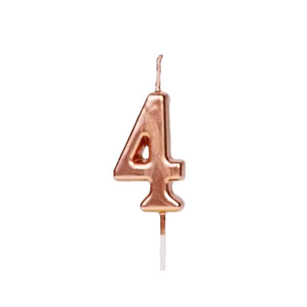 ✨TOATE PRODUSELE✨ - Lumanare de Tort, , Model Cifra 4, Party, 4.5 x 2.5 cm, din Parafina, Rose Gold